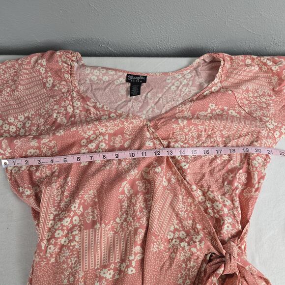 Wrangler Retro Floral Patchwork Hi-Low Ruffle Midi Dress XL Pink Western Rodeo - Picture 7 of 12